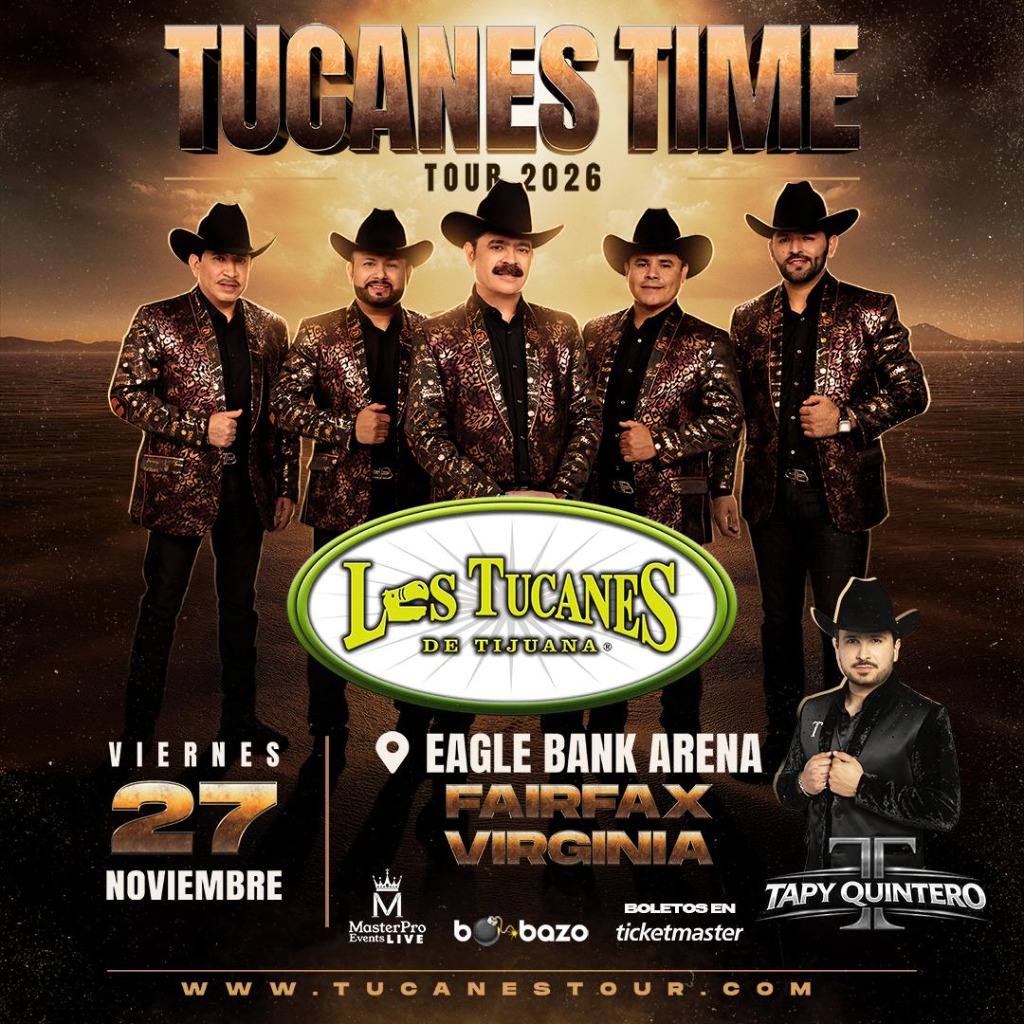 Poster Oficial Tucanes Time Tour 2026 - Fairfax VA